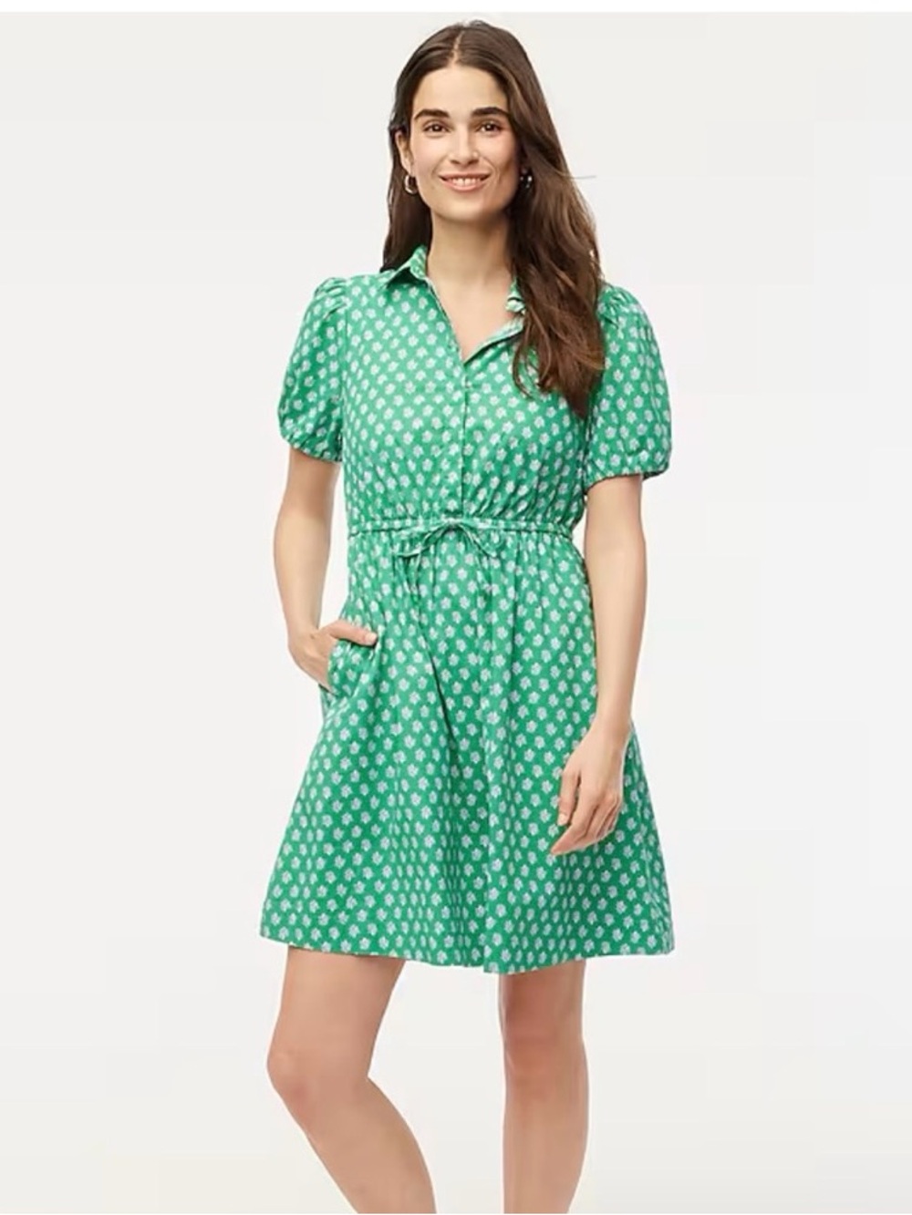 J.Crew Factory Puff Sleeve Collared Dress with Pockets